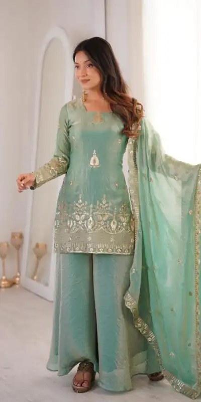 ZSR 3168 Sea Green Color Fendy Silk With Embroidery Work Salwar Suit. Get it for ₹2149. Delivery 4-6 Working Days. Online Shop now. | Casual Suits, Jump Suits, Creative suits, Designer Suits, Palazzo Suits, Party Wear Suits, Patiala Suits, Salwar suit, Straight Suits