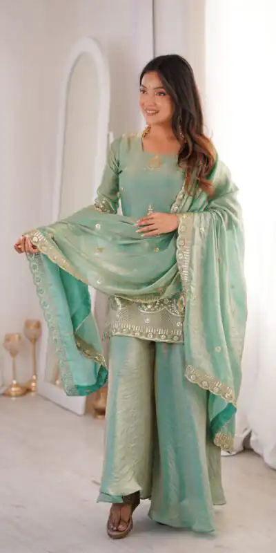 ZSR 3168 Sea Green Color Fendy Silk With Embroidery Work Salwar Suit. Get it for ₹2149. Delivery 4-6 Working Days. Online Shop now. | Casual Suits, Jump Suits, Creative suits, Designer Suits, Palazzo Suits, Party Wear Suits, Patiala Suits, Salwar suit, Straight Suits