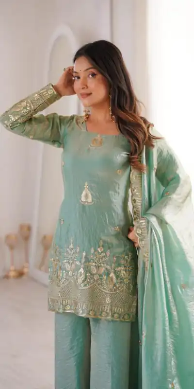 ZSR 3168 Sea Green Color Fendy Silk With Embroidery Work Salwar Suit. Get it for ₹2149. Delivery 4-6 Working Days. Online Shop now. | Casual Suits, Jump Suits, Creative suits, Designer Suits, Palazzo Suits, Party Wear Suits, Patiala Suits, Salwar suit, Straight Suits