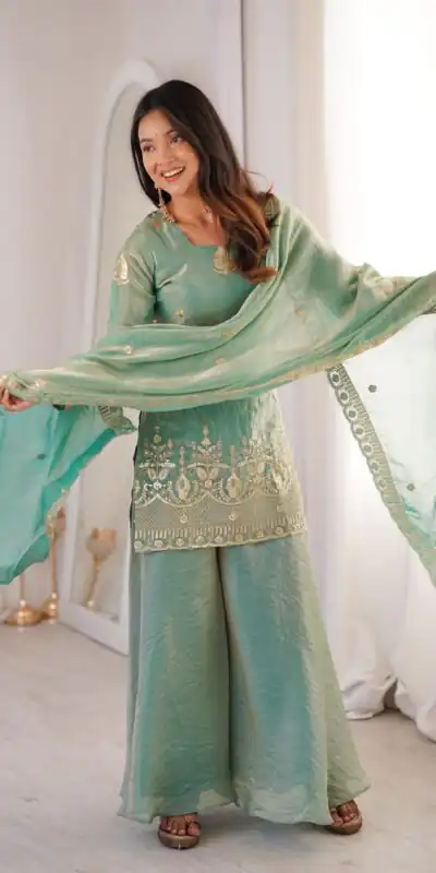 ZSR 3168 Sea Green Color Fendy Silk With Embroidery Work Salwar Suit. Get it for ₹2149. Delivery 4-6 Working Days. Online Shop now. | Casual Suits, Jump Suits, Creative suits, Designer Suits, Palazzo Suits, Party Wear Suits, Patiala Suits, Salwar suit, Straight Suits