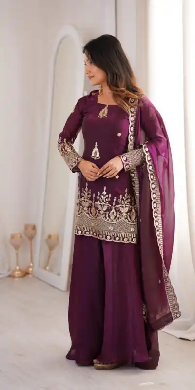 ZSR 3168 Wine Color Fendy Silk With Embroidery Work Salwar Suit. Get it for ₹2149. Delivery 4-6 Working Days. Online Shop now. | Casual Suits, Jump Suits, Creative suits, Designer Suits, Palazzo Suits, Party Wear Suits, Patiala Suits, Salwar suit, Straight Suits