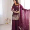 ZSR 3168 Wine Color Fendy Silk With Embroidery Work Salwar Suit. Get it for ₹2149. Delivery 4-6 Working Days. Online Shop now. | Casual Suits, Jump Suits, Creative suits, Designer Suits, Palazzo Suits, Party Wear Suits, Patiala Suits, Salwar suit, Straight Suits