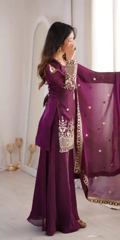 ZSR 3168 Wine Color Fendy Silk With Embroidery Work Salwar Suit. Get it for ₹2149. Delivery 4-6 Working Days. Online Shop now. | Casual Suits, Jump Suits, Creative suits, Designer Suits, Palazzo Suits, Party Wear Suits, Patiala Suits, Salwar suit, Straight Suits