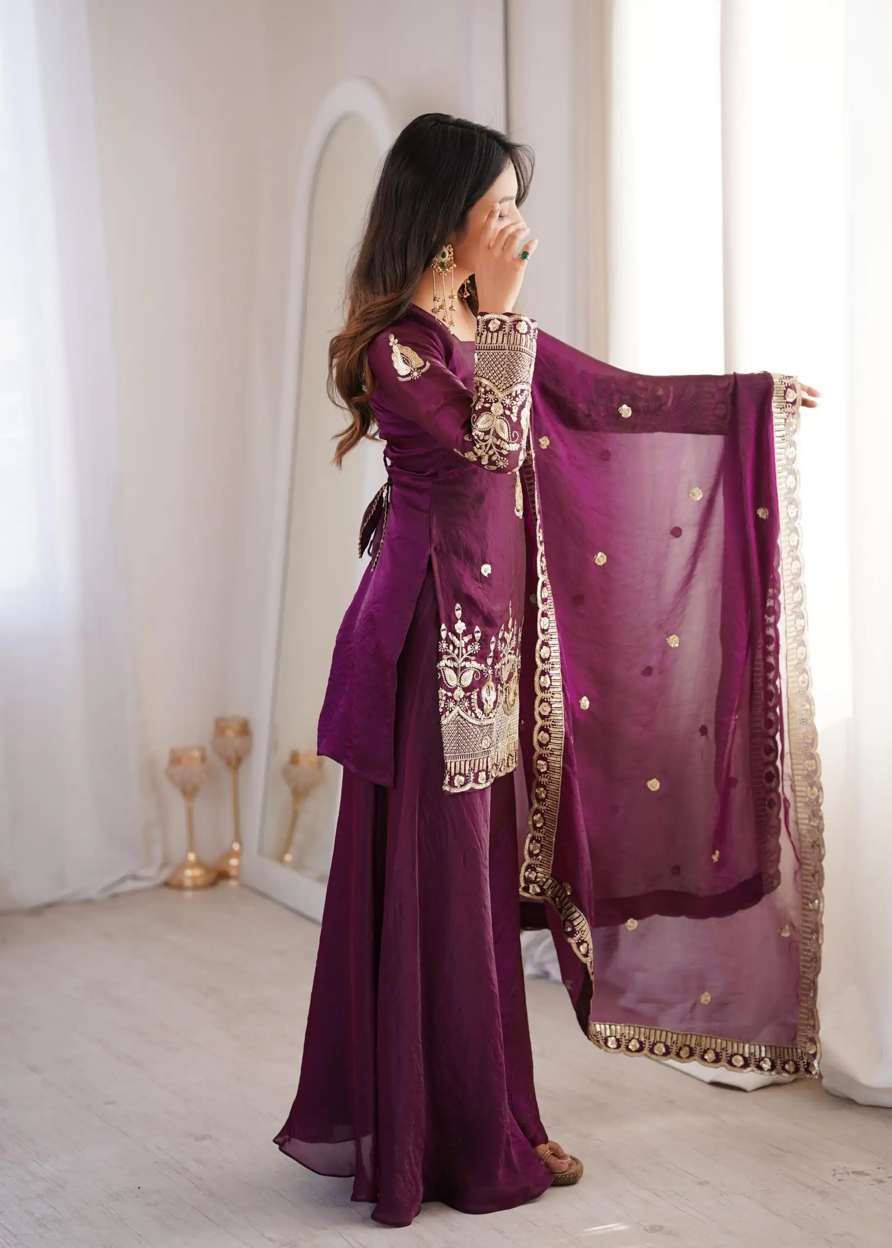 ZSR 3168 Wine Color Fendy Silk With Embroidery Work Salwar Suit. Get it for ₹2149. Delivery 4-6 Working Days. Online Shop now. | Casual Suits, Jump Suits, Creative suits, Designer Suits, Palazzo Suits, Party Wear Suits, Patiala Suits, Salwar suit, Straight Suits
