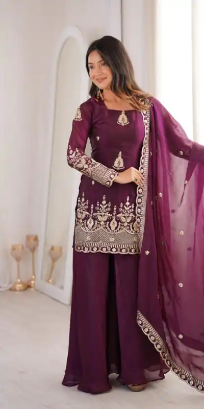 ZSR 3168 Wine Color Fendy Silk With Embroidery Work Salwar Suit. Get it for ₹2149. Delivery 4-6 Working Days. Online Shop now. | Casual Suits, Jump Suits, Creative suits, Designer Suits, Palazzo Suits, Party Wear Suits, Patiala Suits, Salwar suit, Straight Suits