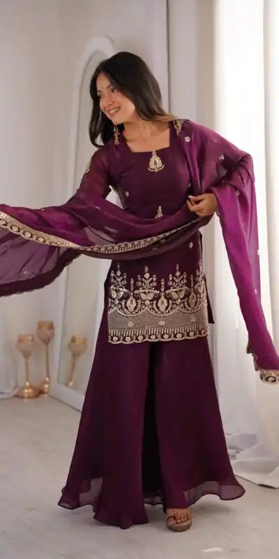 ZSR 3168 Wine Color Fendy Silk With Embroidery Work Salwar Suit. Get it for ₹2149. Delivery 4-6 Working Days. Online Shop now. | Casual Suits, Jump Suits, Creative suits, Designer Suits, Palazzo Suits, Party Wear Suits, Patiala Suits, Salwar suit, Straight Suits