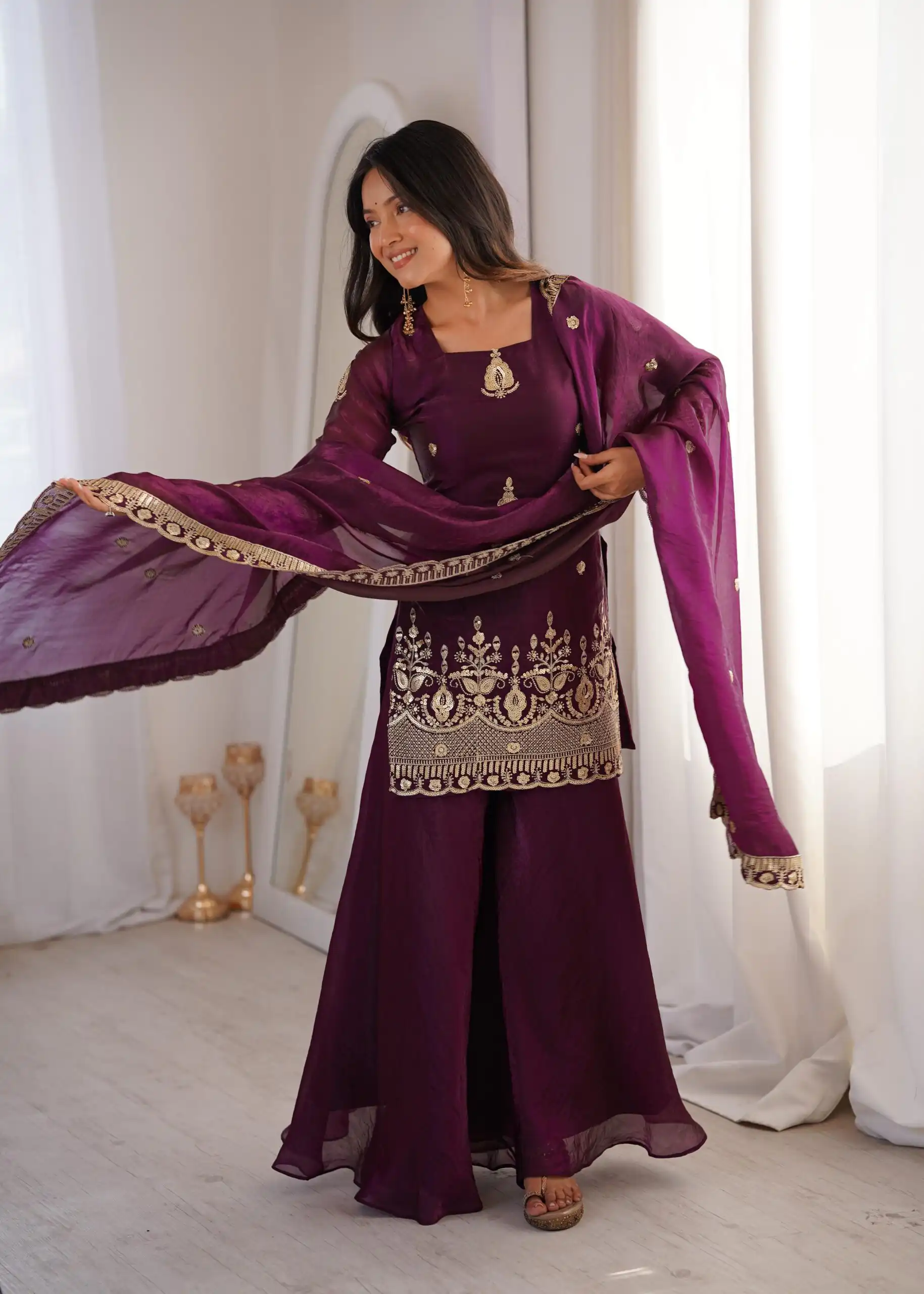 ZSR 3168 Wine Color Fendy Silk With Embroidery Work Salwar Suit. Get it for ₹2149. Delivery 4-6 Working Days. Online Shop now. | Casual Suits, Jump Suits, Creative suits, Designer Suits, Palazzo Suits, Party Wear Suits, Patiala Suits, Salwar suit, Straight Suits