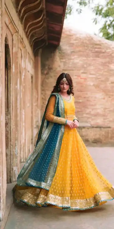 RTC 6033 Yellow Color Soft Net Gown with Gotta Patti Work & Lace Work. Now at just ₹2499. Delivery 4-6 Working Days. Shop now. | Bollywood Gowns, Creative Gowns, Designer Gowns, Embroidered Gowns, Gowns, Party Wear Gowns