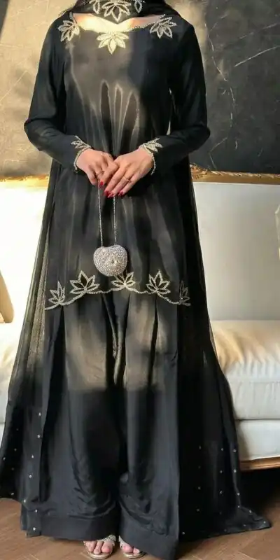NF 1270 Black Natural Crep Salwar Suit Brown with Embroidery Work. Exclusive Offer ₹1899. Delivery 4-6 Working Days. Shop now. | Casual Suits, Jump Suits, Creative suits, Designer Suits, Palazzo Suits, Party Wear Suits, Patiala Suits, Salwar suit, Straight Suits