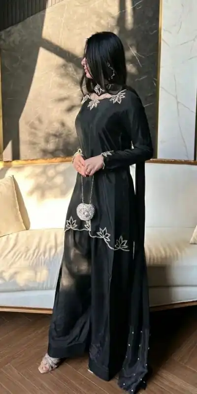 NF 1270 Black Natural Crep Salwar Suit Brown with Embroidery Work. Exclusive Offer ₹1899. Delivery 4-6 Working Days. Shop now. | Casual Suits, Jump Suits, Creative suits, Designer Suits, Palazzo Suits, Party Wear Suits, Patiala Suits, Salwar suit, Straight Suits