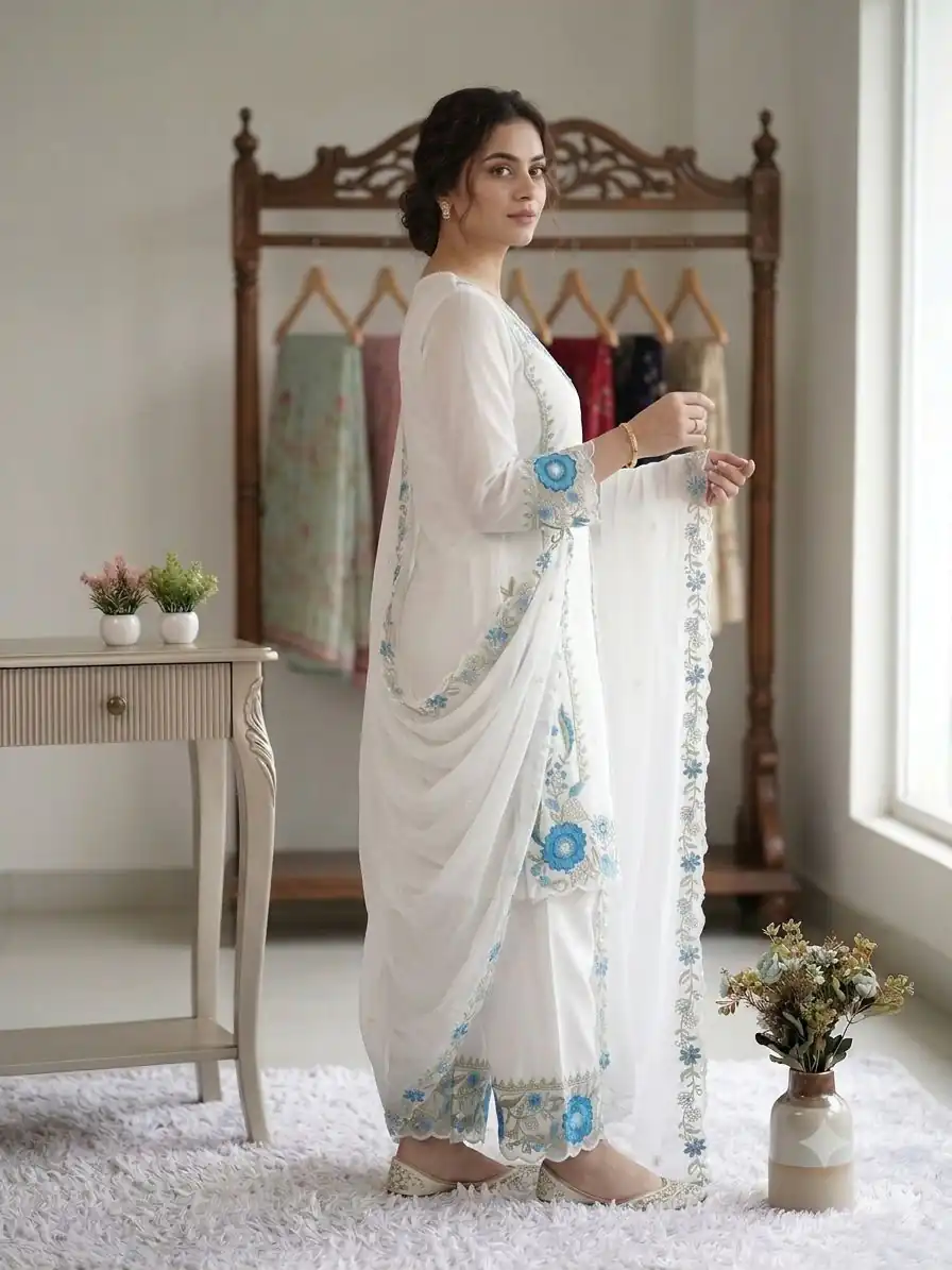 LG 2105 Blue Fox Georgette Salwar Suit With Embroidery Work. Affordable Price ₹2049. Delivery 4-6 Working Days. Shop now. | Casual Suits, Jump Suits, Creative suits, Designer Suits, Palazzo Suits, Party Wear Suits, Patiala Suits, Salwar suit, Straight Suits