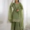 ZSR 3167 Green Fendy Silk Salwar Suitwith Embroidery Work & Lace Work. Now at just ₹2149. Delivery 4-6 Working Days. Shop now. | Casual Suits, Jump Suits, Creative suits, Designer Suits, Palazzo Suits, Party Wear Suits, Patiala Suits, Salwar suit, Straight Suits