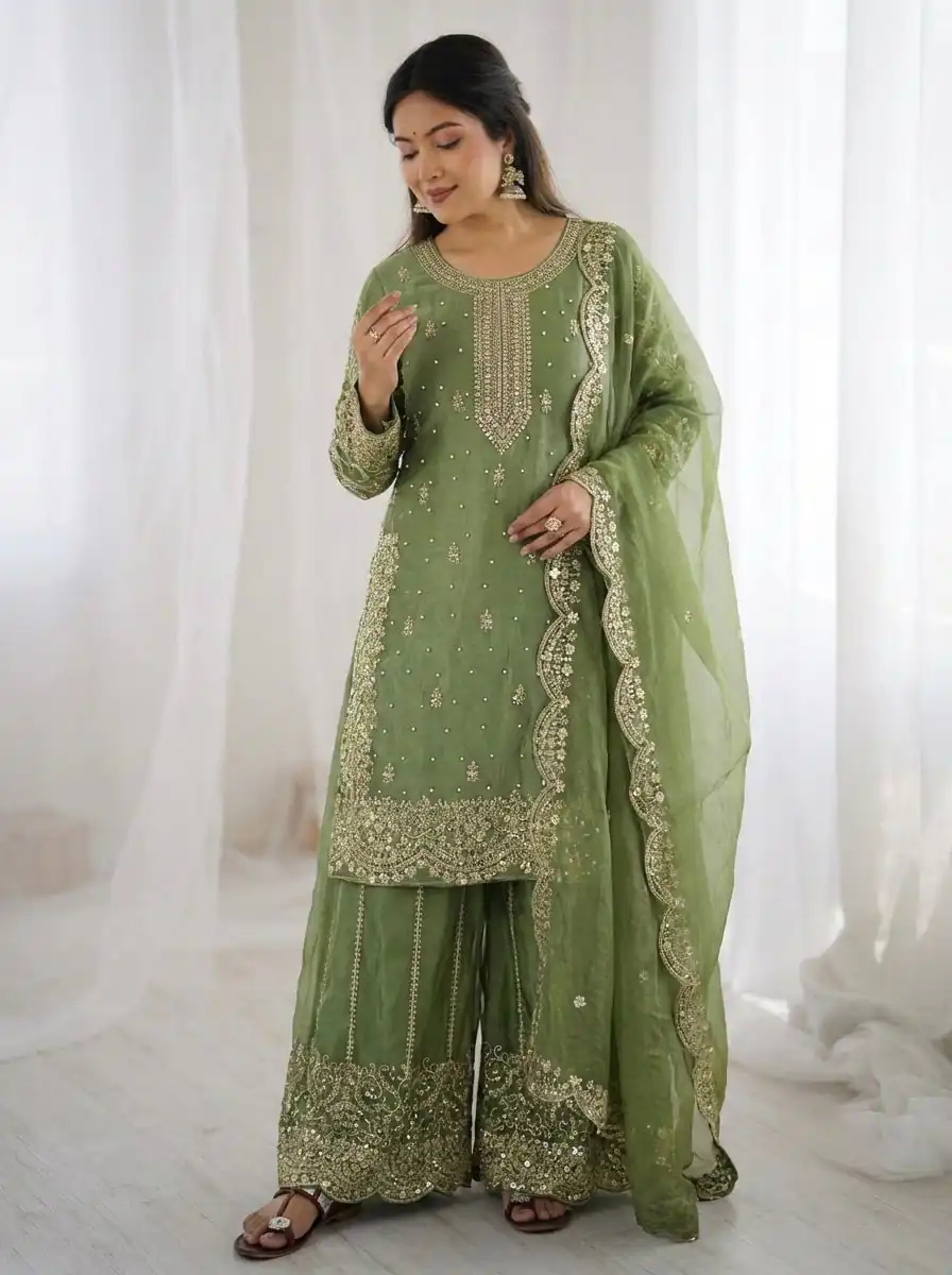 ZSR 3167 Green Fendy Silk Salwar Suitwith Embroidery Work & Lace Work. Now at just ₹2149. Delivery 4-6 Working Days. Shop now. | Casual Suits, Jump Suits, Creative suits, Designer Suits, Palazzo Suits, Party Wear Suits, Patiala Suits, Salwar suit, Straight Suits