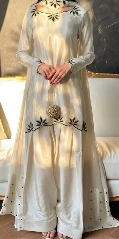 NF 1270 Off White Natural Crep Salwar Suit Brown with Embroidery Work. Exclusive Offer ₹1899. Delivery 4-6 Working Days. Shop now. | Casual Suits, Jump Suits, Creative suits, Designer Suits, Palazzo Suits, Party Wear Suits, Patiala Suits, Salwar suit, Straight Suits