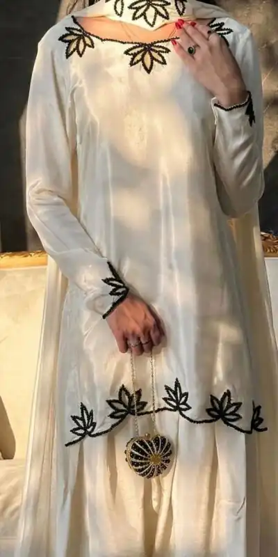 NF 1270 Off White Natural Crep Salwar Suit Brown with Embroidery Work. Exclusive Offer ₹1899. Delivery 4-6 Working Days. Shop now. | Casual Suits, Jump Suits, Creative suits, Designer Suits, Palazzo Suits, Party Wear Suits, Patiala Suits, Salwar suit, Straight Suits