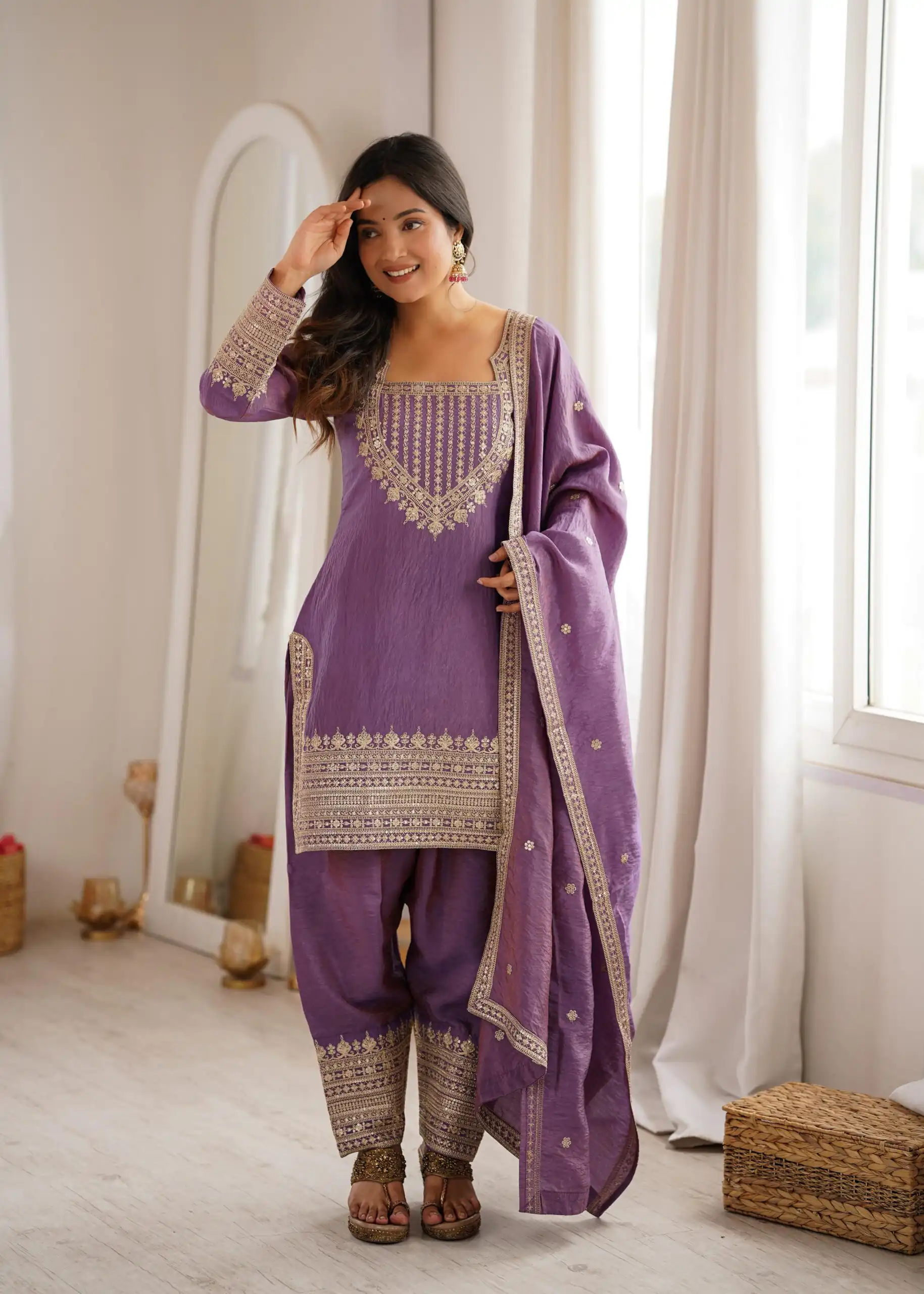 KB 303 Onion Vichitra Silk Salwar Suit with Embroidery Work. Wedding, Party, Festive, Events, Grab it for ₹2049. Delivery 4-6 Working Days. Shop now. | Casual Suits, Jump Suits, Creative suits, Designer Suits, Palazzo Suits, Party Wear Suits, Patiala Suits, Salwar suit, Straight Suits