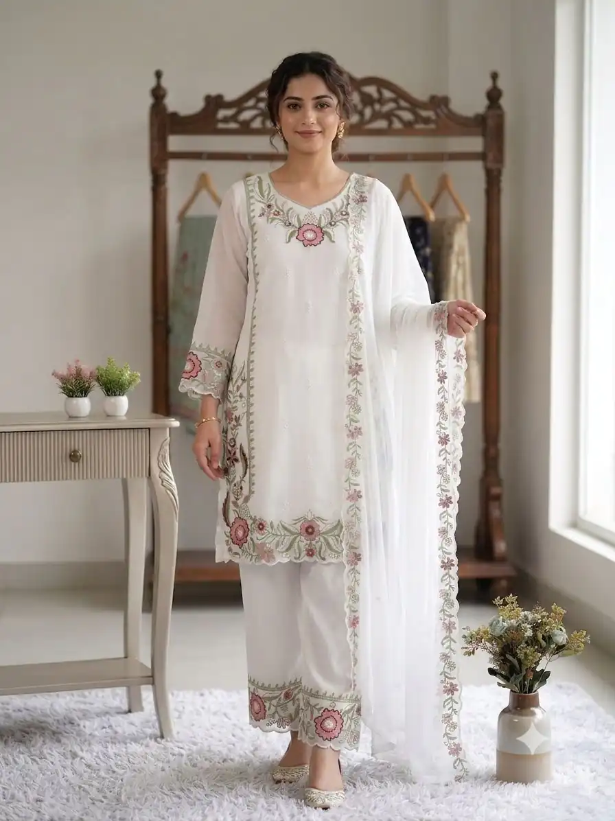 LG 2105 Peach Fox Georgette Salwar Suit With Embroidery Work. Affordable Price ₹2049. Delivery 4-6 Working Days. Shop now. | Casual Suits, Jump Suits, Creative suits, Designer Suits, Palazzo Suits, Party Wear Suits, Patiala Suits, Salwar suit, Straight Suits