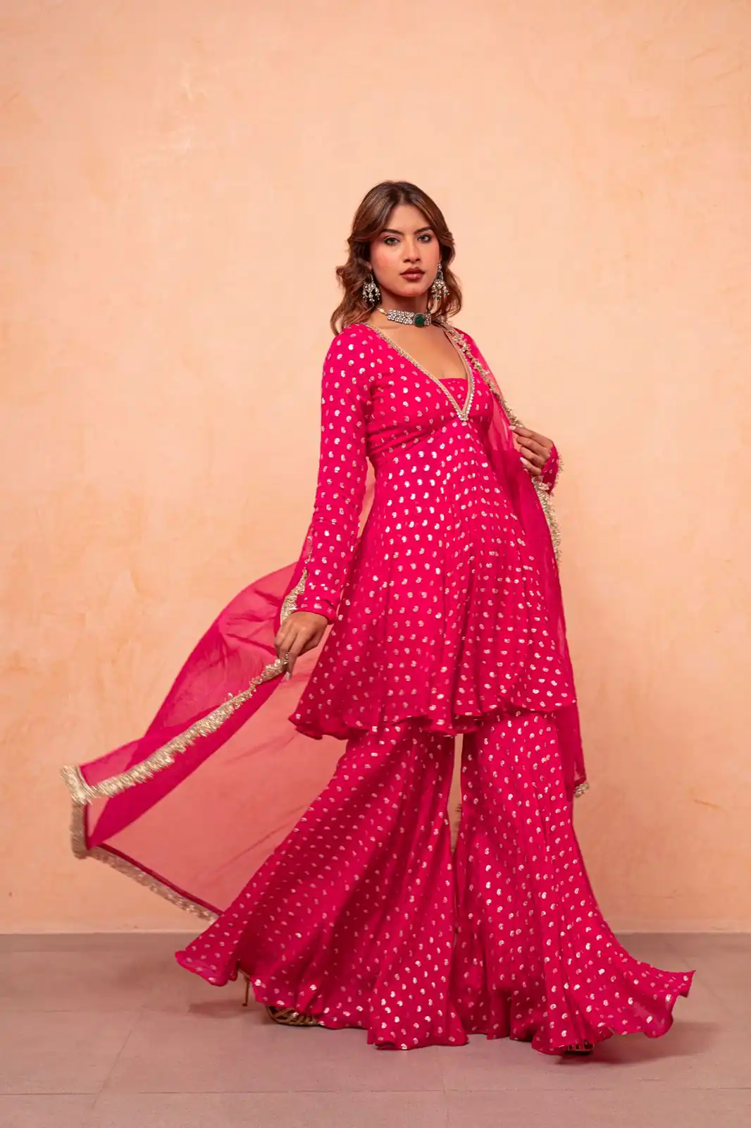 ZSR 3173 Pink Chanderi Jacquard Butti Salwar Suit with Mirror Work & Lace Work. Festive Deal ₹2049. Delivery 4-6 Working Days. Shop now. | Casual Suits, Jump Suits, Creative suits, Designer Suits, Palazzo Suits, Party Wear Suits, Patiala Suits, Salwar suit, Straight Suits