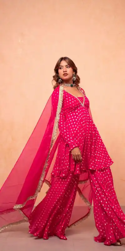 ZSR 3173 Pink Chanderi Jacquard Butti Salwar Suit with Mirror Work & Lace Work. Festive Deal ₹2049. Delivery 4-6 Working Days. Shop now. | Casual Suits, Jump Suits, Creative suits, Designer Suits, Palazzo Suits, Party Wear Suits, Patiala Suits, Salwar suit, Straight Suits
