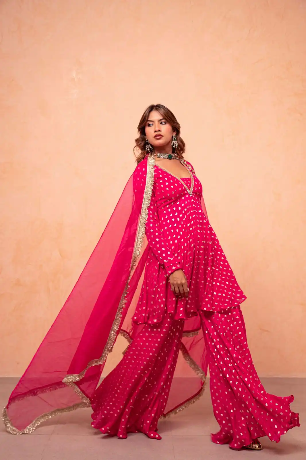 ZSR 3173 Pink Chanderi Jacquard Butti Salwar Suit with Mirror Work & Lace Work. Festive Deal ₹2049. Delivery 4-6 Working Days. Shop now. | Casual Suits, Jump Suits, Creative suits, Designer Suits, Palazzo Suits, Party Wear Suits, Patiala Suits, Salwar suit, Straight Suits