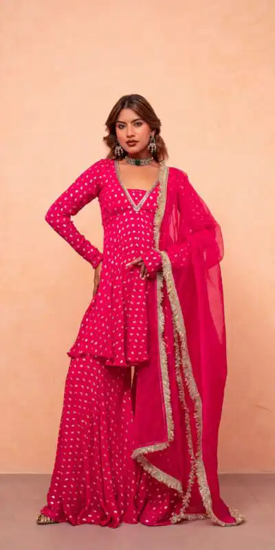 ZSR 3173 Pink Chanderi Jacquard Butti Salwar Suit with Mirror Work & Lace Work. Festive Deal ₹2049. Delivery 4-6 Working Days. Shop now. | Casual Suits, Jump Suits, Creative suits, Designer Suits, Palazzo Suits, Party Wear Suits, Patiala Suits, Salwar suit, Straight Suits