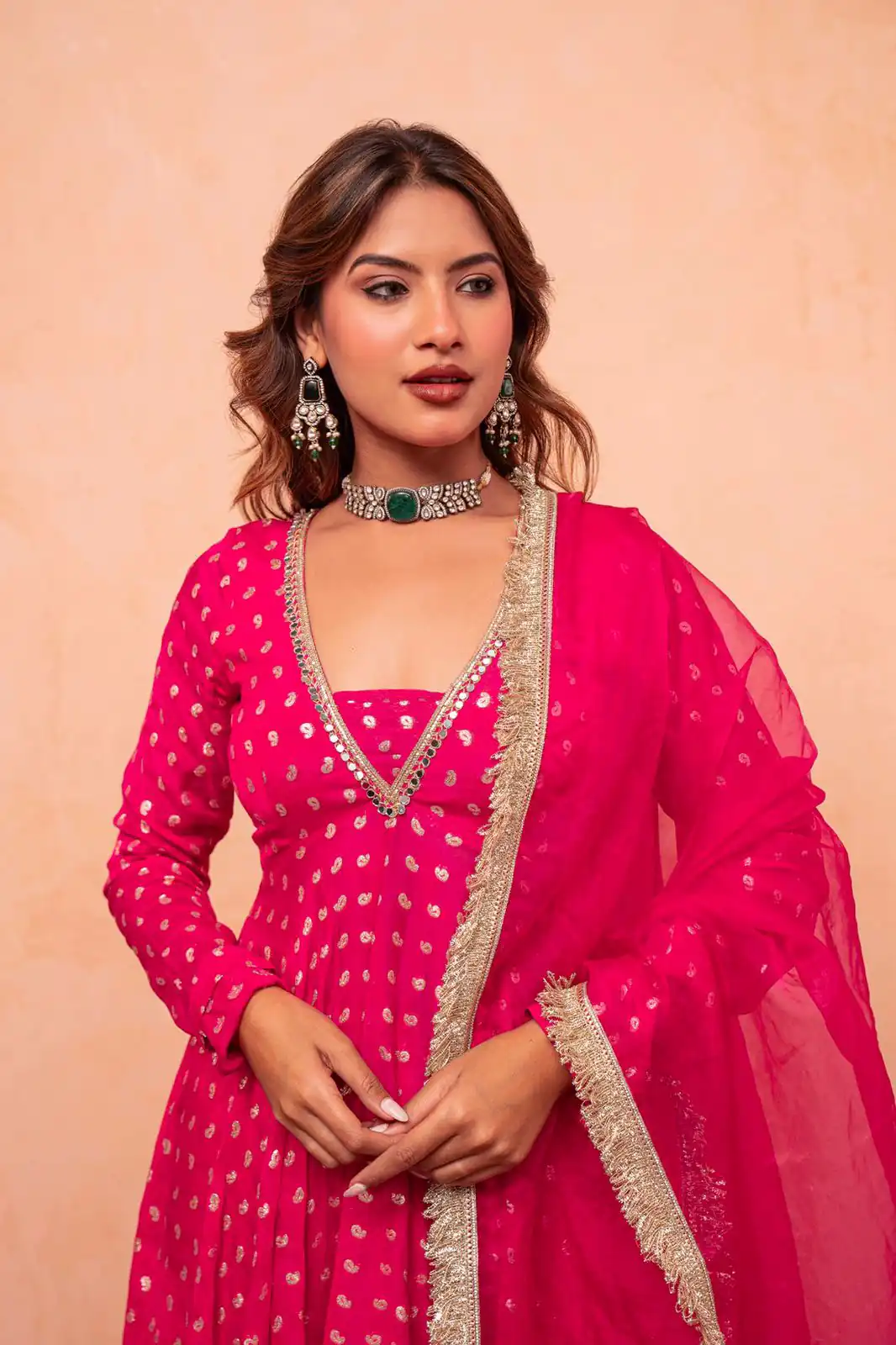 ZSR 3173 Pink Chanderi Jacquard Butti Salwar Suit with Mirror Work & Lace Work. Festive Deal ₹2049. Delivery 4-6 Working Days. Shop now. | Casual Suits, Jump Suits, Creative suits, Designer Suits, Palazzo Suits, Party Wear Suits, Patiala Suits, Salwar suit, Straight Suits