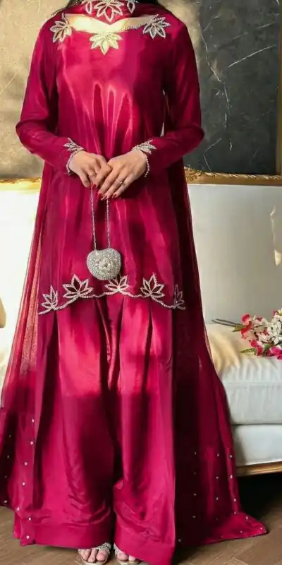 NF 1270 Pink Natural Crep Salwar Suit Brown with Embroidery Work. Exclusive Offer ₹1899. Delivery 4-6 Working Days. Shop now. | Casual Suits, Jump Suits, Creative suits, Designer Suits, Palazzo Suits, Party Wear Suits, Patiala Suits, Salwar suit, Straight Suits