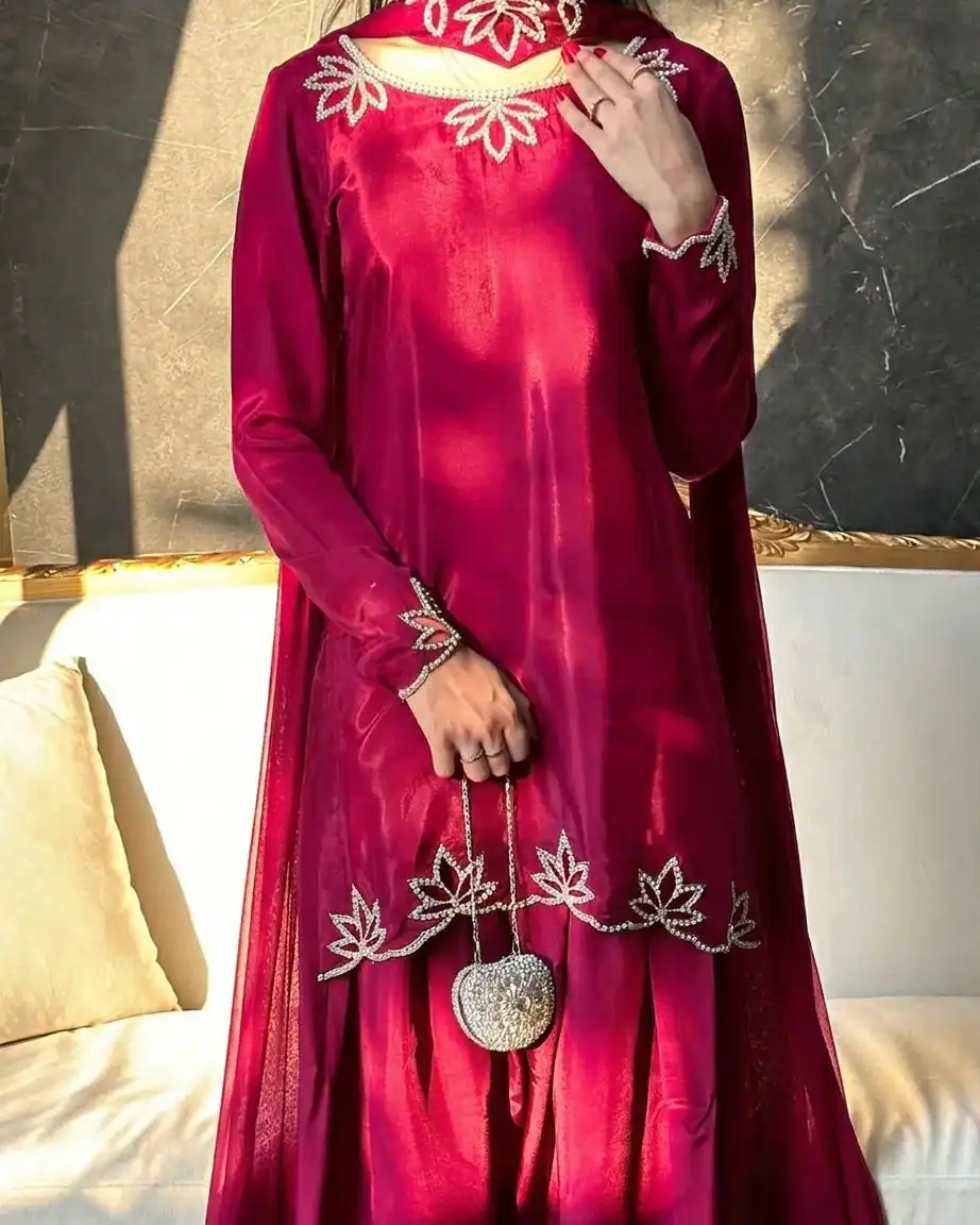 NF 1270 Pink Natural Crep Salwar Suit Brown with Embroidery Work. Exclusive Offer ₹1899. Delivery 4-6 Working Days. Shop now. | Casual Suits, Jump Suits, Creative suits, Designer Suits, Palazzo Suits, Party Wear Suits, Patiala Suits, Salwar suit, Straight Suits