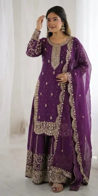 ZSR 3167 Purple Fendy Silk Salwar Suitwith Embroidery Work & Lace Work. Now at just ₹2149. Delivery 4-6 Working Days. Shop now. | Casual Suits, Jump Suits, Creative suits, Designer Suits, Palazzo Suits, Party Wear Suits, Patiala Suits, Salwar suit, Straight Suits