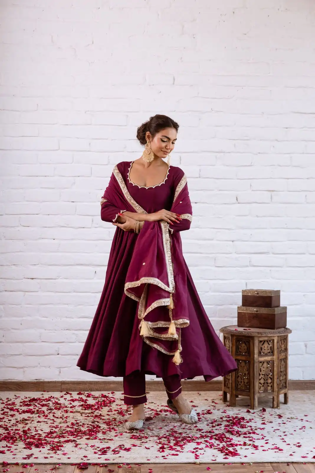 SRK 5324 Wine Color Vichitra silk Gown with Bead Work & Lace Work. Now at just ₹1749. Delivery 4-6 Working Days. Shop now. | Bollywood Gowns, Creative Gowns, Designer Gowns, Embroidered Gowns, Gowns, Party Wear Gowns