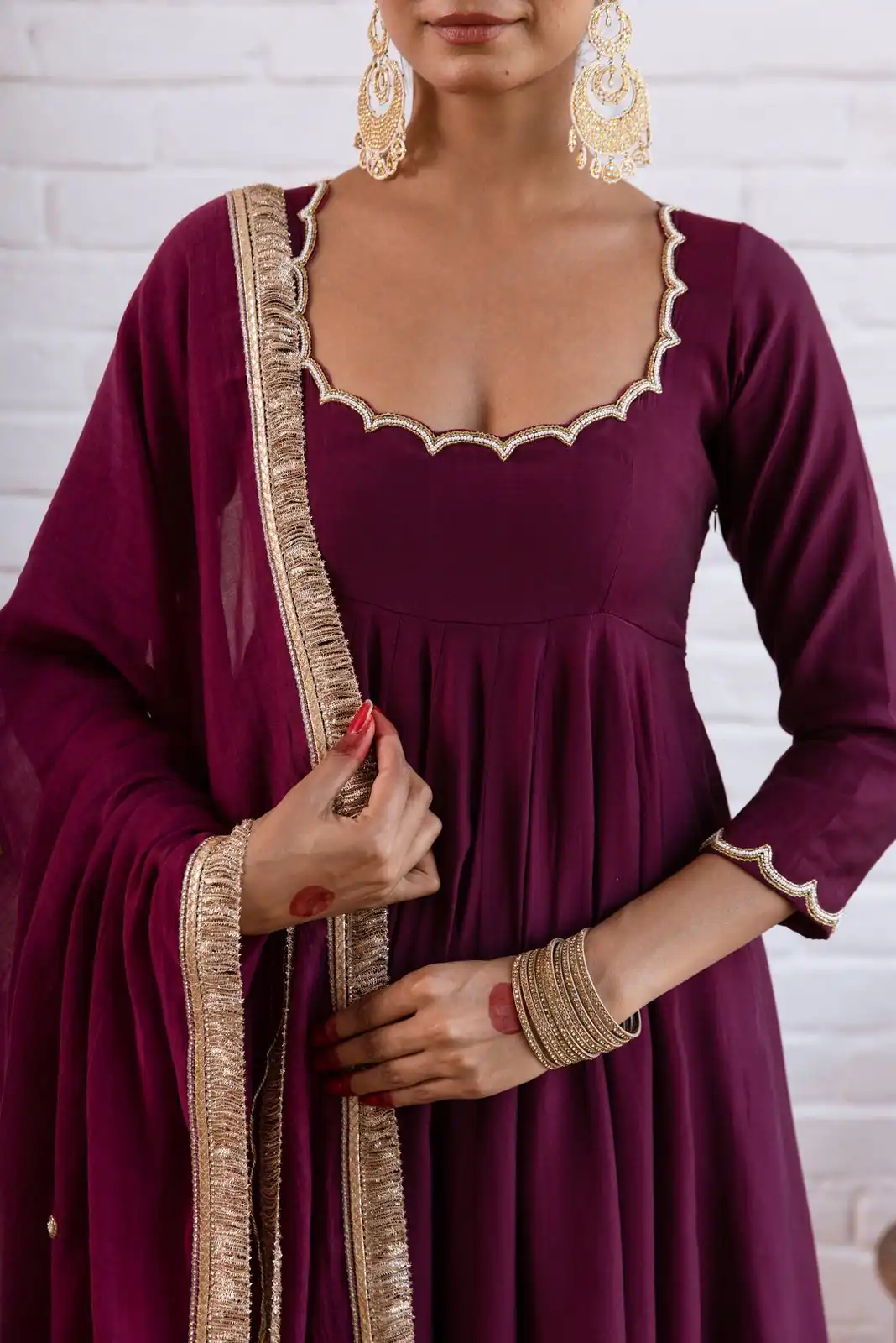 SRK 5324 Wine Color Vichitra silk Gown with Bead Work & Lace Work. Now at just ₹1749. Delivery 4-6 Working Days. Shop now. | Bollywood Gowns, Creative Gowns, Designer Gowns, Embroidered Gowns, Gowns, Party Wear Gowns