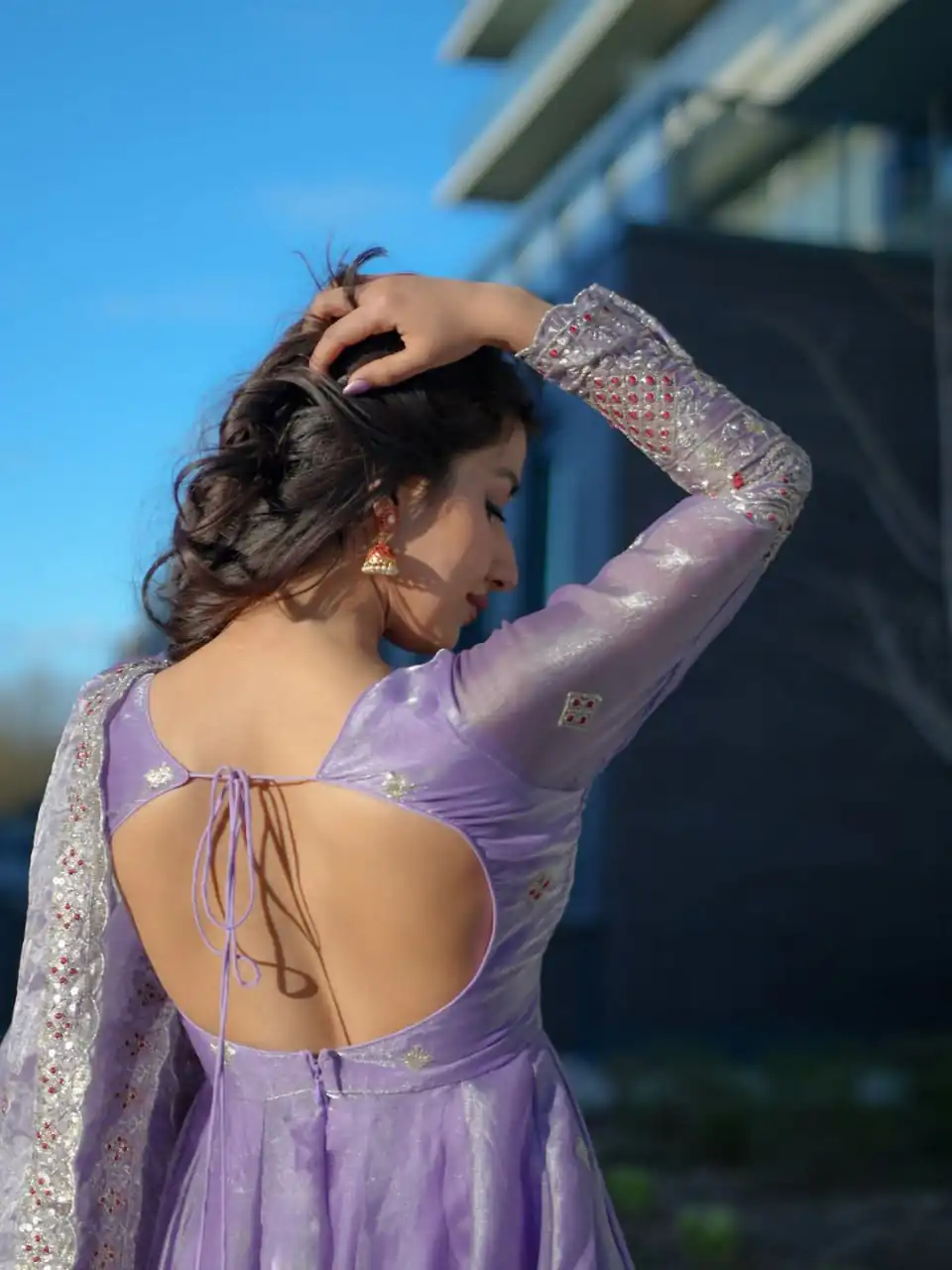 KD 1619 Lavender Color Fendy Silk Anarkali Suit with Thread Embroidery. Grab it for ₹2499. Delivery 4-6 Working Days. Shop now. | Anarkali Suits, Bollywood Anarkali, Creative-Anarkali, Designer Anarkali, Embroidered Anarkali, Party Wear Anarkali