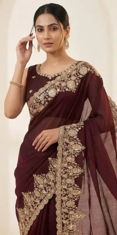 JR 670 Maroon in Space Silk Embroidery Work & Zari Work Saree . Available at ₹1949 only. Delivery 4-6 Working Days. Shop now. | Creative Sarees, Bollywood Sarees, Designer Sarees, Embroidered Sarees, Ethnic Saree, Modern Digital sarees, Party Wear Sarees, Sarees