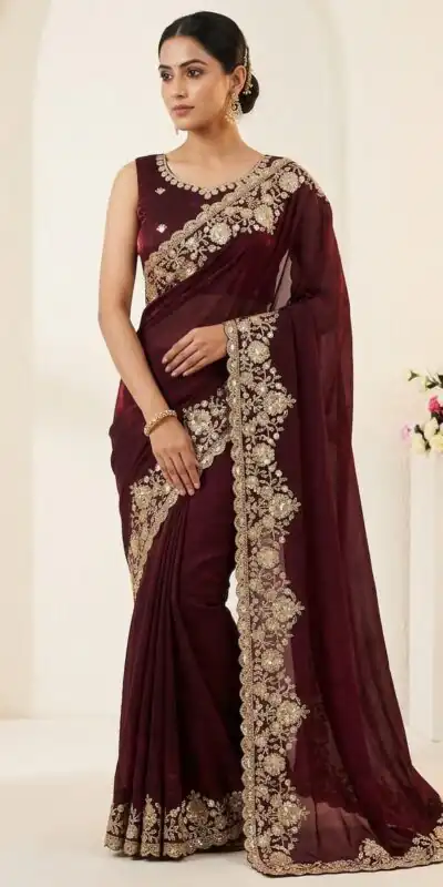 JR 670 Maroon in Space Silk Embroidery Work & Zari Work Saree . Available at ₹1949 only. Delivery 4-6 Working Days. Shop now. | Creative Sarees, Bollywood Sarees, Designer Sarees, Embroidered Sarees, Ethnic Saree, Modern Digital sarees, Party Wear Sarees, Sarees