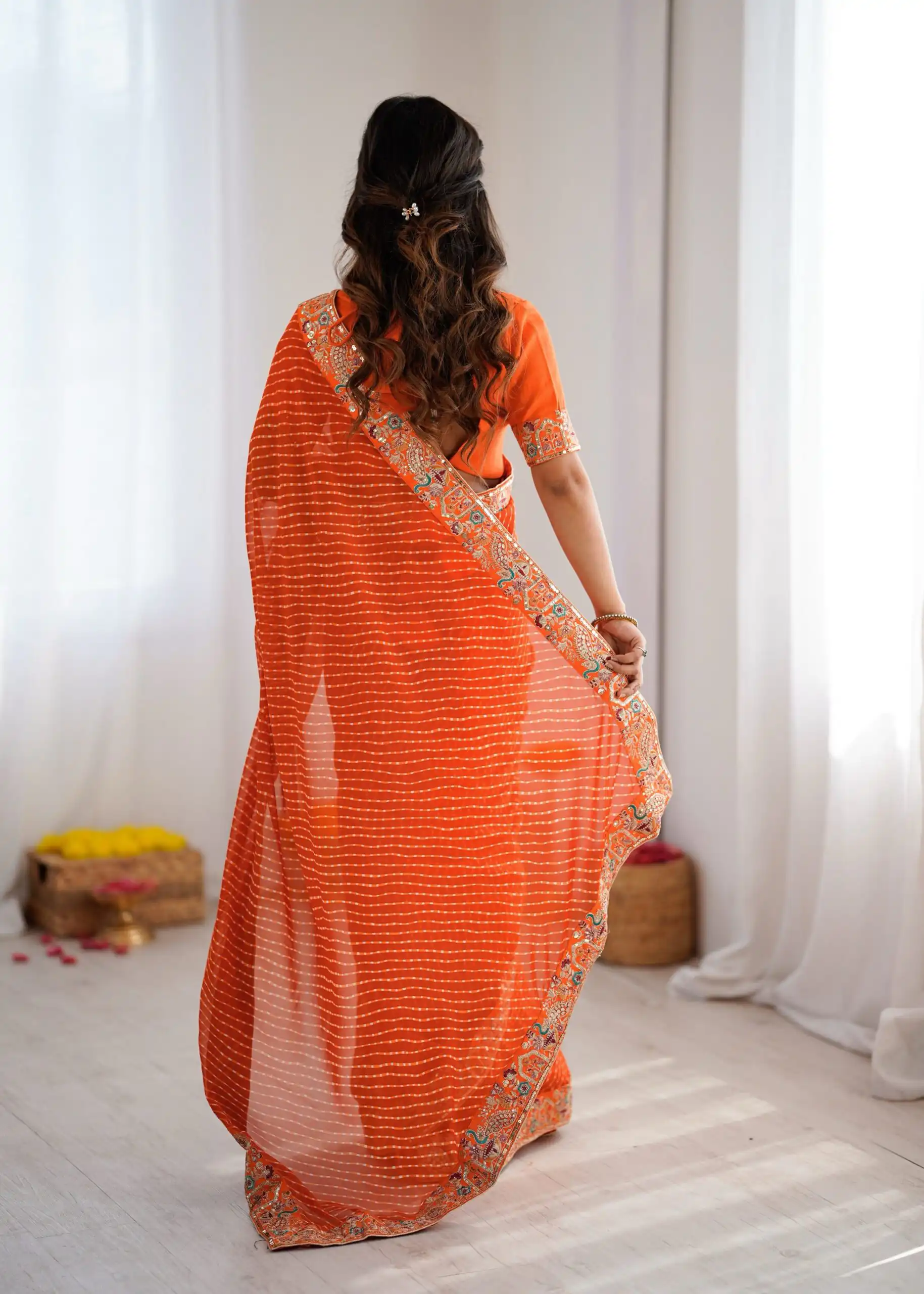 SP 79 Orange Faux Georgette Saree Perfect for Wedding, Party, Lohri, Engagement, Baby Shower – . Now at just ₹1999. Delivery 4-6 Working Days. Shop now | Creative Sarees, Bollywood Sarees, Designer Sarees, Embroidered Sarees, Ethnic Saree, Modern Digital sarees, Party Wear Sarees, Sarees