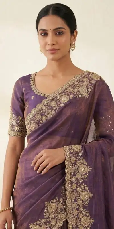 JR 670 Purple in Space Silk Embroidery Work & Zari Work Saree . Available at ₹1949 only. Delivery 4-6 Working Days. Shop now. | Creative Sarees, Bollywood Sarees, Designer Sarees, Embroidered Sarees, Ethnic Saree, Modern Digital sarees, Party Wear Sarees, Sarees
