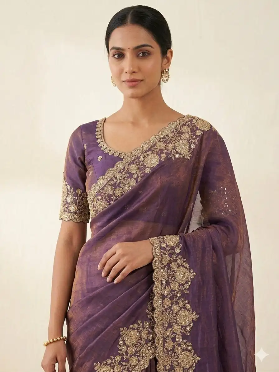 JR 670 Purple in Space Silk Embroidery Work & Zari Work Saree . Available at ₹1949 only. Delivery 4-6 Working Days. Shop now. | Creative Sarees, Bollywood Sarees, Designer Sarees, Embroidered Sarees, Ethnic Saree, Modern Digital sarees, Party Wear Sarees, Sarees
