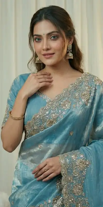 JR 670 Sky Blue in Space Silk Embroidery Work & Zari Work Saree . Available at ₹1949 only. Delivery 4-6 Working Days. Shop now. | Creative Sarees, Bollywood Sarees, Designer Sarees, Embroidered Sarees, Ethnic Saree, Modern Digital sarees, Party Wear Sarees, Sarees