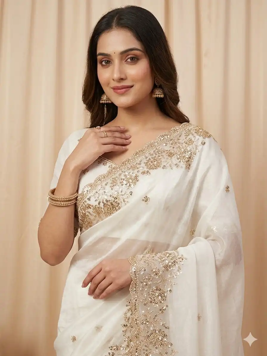 JR 670 White in Space Silk Embroidery Work & Zari Work Saree . Available at ₹1949 only. Delivery 4-6 Working Days. Shop now. | Creative Sarees, Bollywood Sarees, Designer Sarees, Embroidered Sarees, Ethnic Saree, Modern Digital sarees, Party Wear Sarees, Sarees