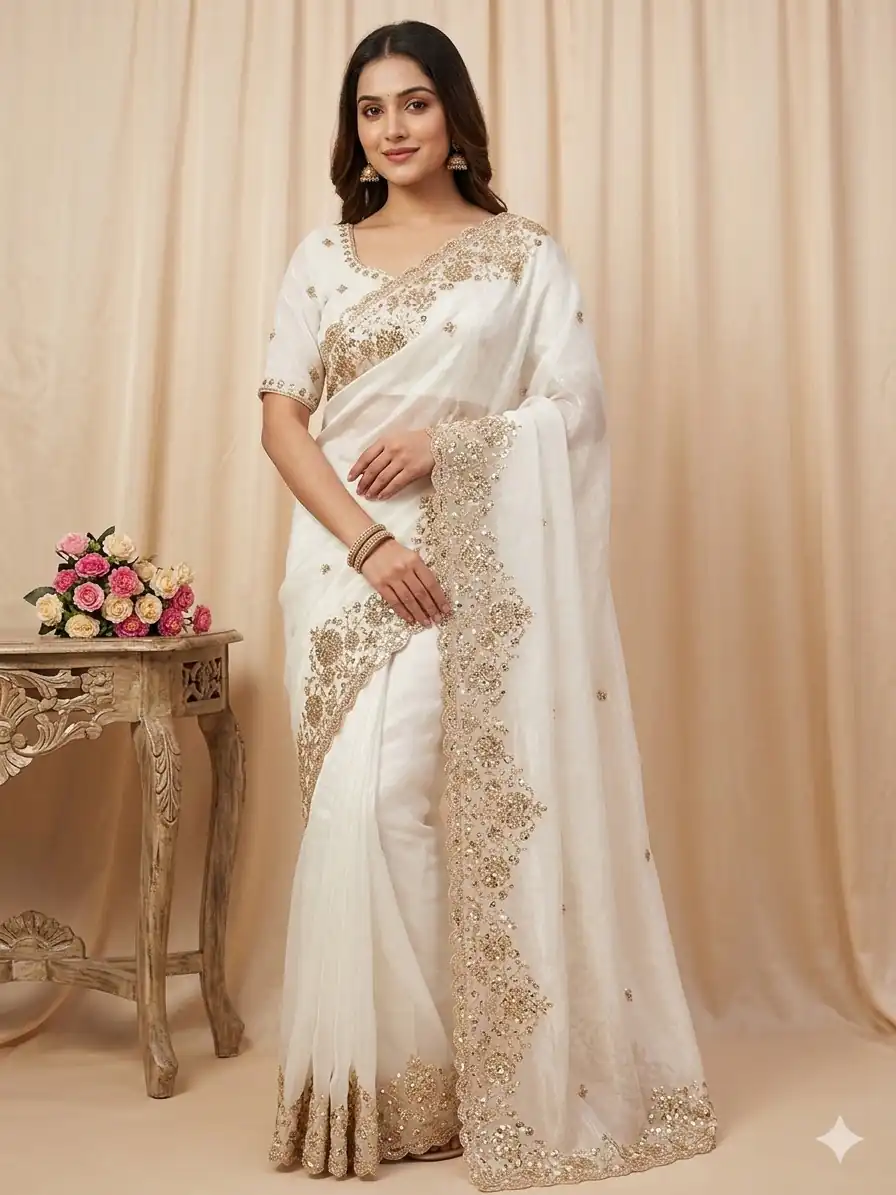 JR 670 White in Space Silk Embroidery Work & Zari Work Saree . Available at ₹1949 only. Delivery 4-6 Working Days. Shop now. | Creative Sarees, Bollywood Sarees, Designer Sarees, Embroidered Sarees, Ethnic Saree, Modern Digital sarees, Party Wear Sarees, Sarees