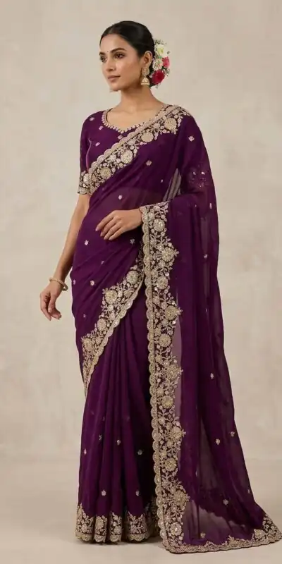 JR 670 Wine in Space Silk Embroidery Work & Zari Work Saree . Available at ₹1949 only. Delivery 4-6 Working Days. Shop now. | Creative Sarees, Bollywood Sarees, Designer Sarees, Embroidered Sarees, Ethnic Saree, Modern Digital sarees, Party Wear Sarees, Sarees