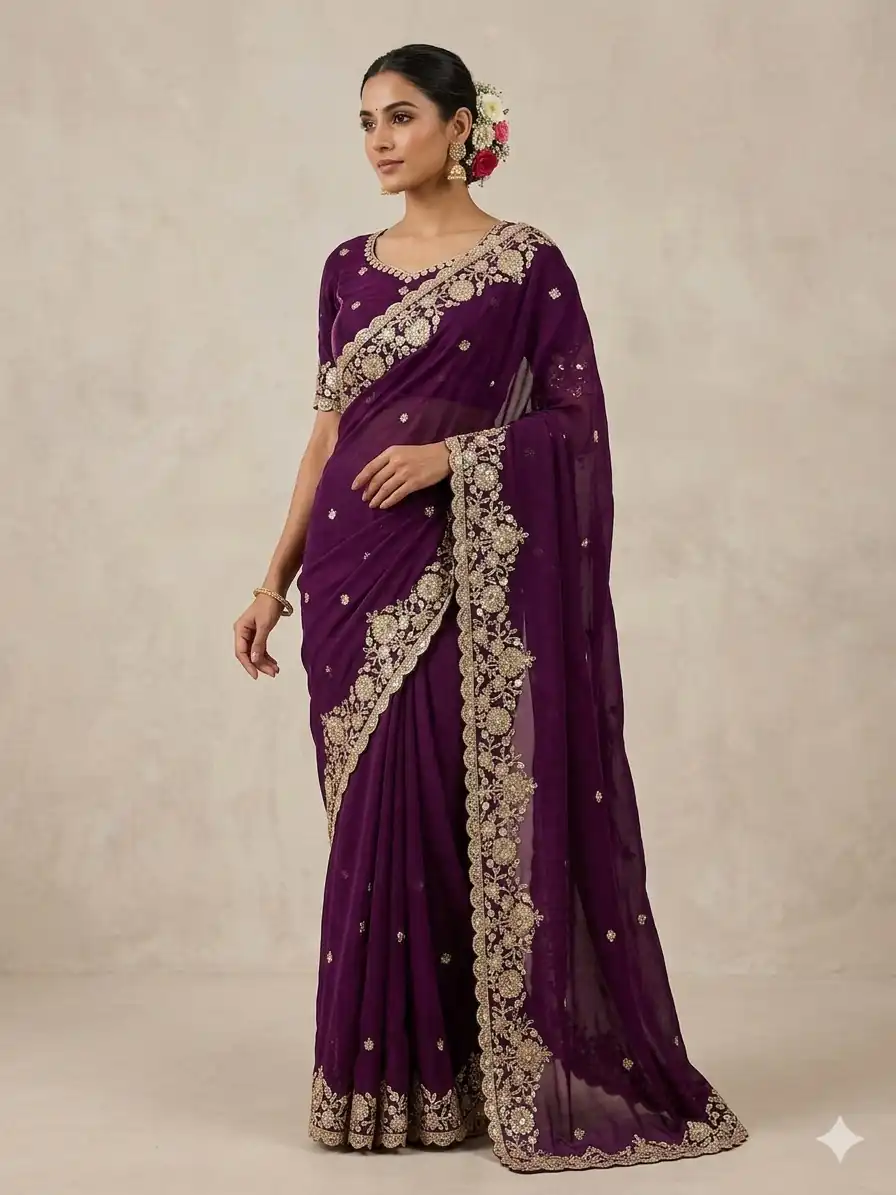 JR 670 Wine in Space Silk Embroidery Work & Zari Work Saree . Available at ₹1949 only. Delivery 4-6 Working Days. Shop now. | Creative Sarees, Bollywood Sarees, Designer Sarees, Embroidered Sarees, Ethnic Saree, Modern Digital sarees, Party Wear Sarees, Sarees