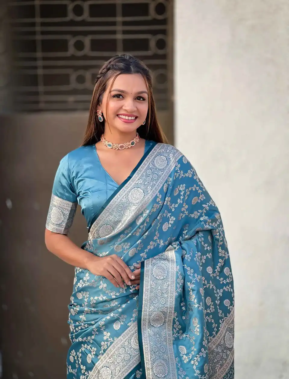 KPR 290 Blue in Soft Lichi Silk Jacquard Work Designer Work Saree . Exclusive Offer ₹1349. Delivery 4-6 Working Days. Shop now. | Creative Sarees, Bollywood Sarees, Designer Sarees, Embroidered Sarees, Ethnic Saree, Modern Digital sarees, Party Wear Sarees, Sarees