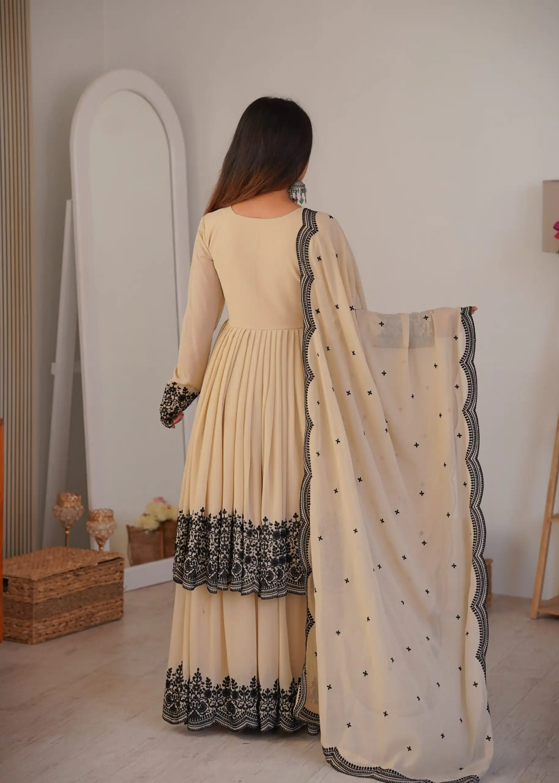 SP 71 Chiku Faux Georgette Salwar Suit with Embroidery Work. Available at ₹2499 only. Delivery 4-6 Working Days. Shop now. | Casual Suits, Jump Suits, Creative suits, Designer Suits, Palazzo Suits, Party Wear Suits, Patiala Suits, Salwar suit, Straight Suits