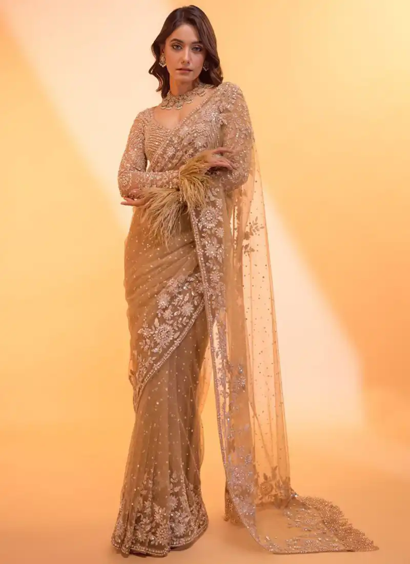 DF 3472 Gold Butterfly Net Saree Sequence with Work & Zari Work. Introductory Price ₹1799. Delivery 4-6 Working Days. Shop now. | Creative Sarees, Bollywood Sarees, Designer Sarees, Embroidered Sarees, Ethnic Saree, Modern Digital sarees, Party Wear Sarees, Sarees