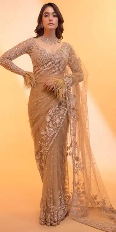 DF 3472 Gold Butterfly Net Saree Sequence with Work & Zari Work. Introductory Price ₹1799. Delivery 4-6 Working Days. Shop now. | Creative Sarees, Bollywood Sarees, Designer Sarees, Embroidered Sarees, Ethnic Saree, Modern Digital sarees, Party Wear Sarees, Sarees