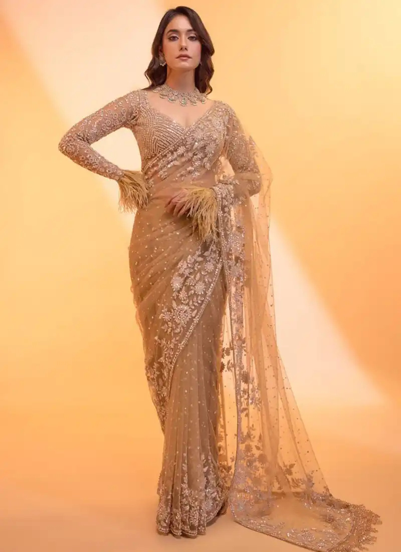 DF 3472 Gold Butterfly Net Saree Sequence with Work & Zari Work. Introductory Price ₹1799. Delivery 4-6 Working Days. Shop now. | Creative Sarees, Bollywood Sarees, Designer Sarees, Embroidered Sarees, Ethnic Saree, Modern Digital sarees, Party Wear Sarees, Sarees