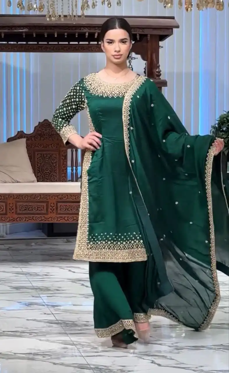 ZB 5056 Green in Color Natural Crepe Embroidery Work Salwar Suit . Wedding, Party, Festive, Events, Get it for ₹2199. Delivery 4-6 Working Days. Shop now. | Casual Suits, Jump Suits, Creative suits, Designer Suits, Palazzo Suits, Party Wear Suits, Patiala Suits, Salwar suit, Straight Suits