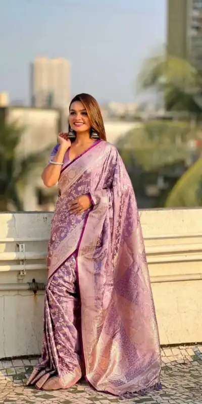 KPR 290 Lavender in Soft Lichi Silk Jacquard Work Designer Work Saree . Exclusive Offer ₹1349. Delivery 4-6 Working Days. Shop now. | Creative Sarees, Bollywood Sarees, Designer Sarees, Embroidered Sarees, Ethnic Saree, Modern Digital sarees, Party Wear Sarees, Sarees