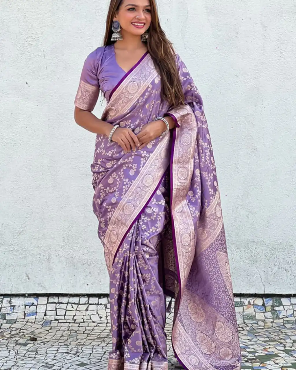 KPR 290 Lavender in Soft Lichi Silk Jacquard Work Designer Work Saree . Exclusive Offer ₹1349. Delivery 4-6 Working Days. Shop now. | Creative Sarees, Bollywood Sarees, Designer Sarees, Embroidered Sarees, Ethnic Saree, Modern Digital sarees, Party Wear Sarees, Sarees